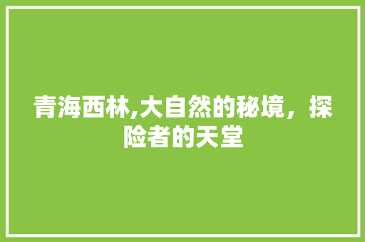 青海西林,大自然的秘境，探险者的天堂