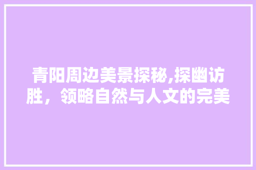 青阳周边美景探秘,探幽访胜，领略自然与人文的完美融合