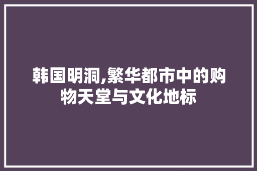 韩国明洞,繁华都市中的购物天堂与文化地标