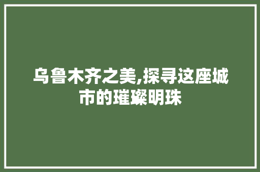 乌鲁木齐之美,探寻这座城市的璀璨明珠