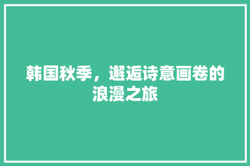 韩国秋季，邂逅诗意画卷的浪漫之旅