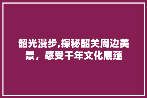 韶光漫步,探秘韶关周边美景，感受千年文化底蕴