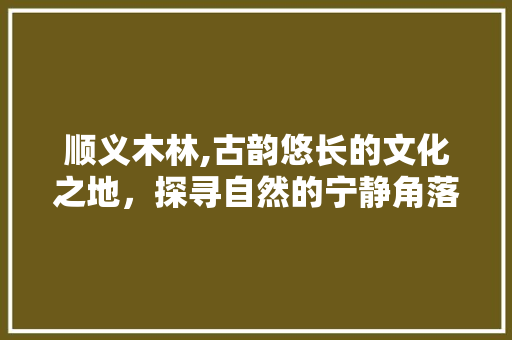 顺义木林,古韵悠长的文化之地，探寻自然的宁静角落