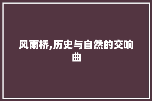 风雨桥,历史与自然的交响曲