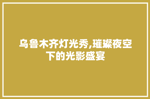 乌鲁木齐灯光秀,璀璨夜空下的光影盛宴