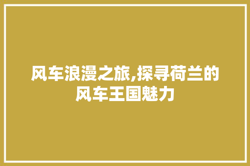 风车浪漫之旅,探寻荷兰的风车王国魅力