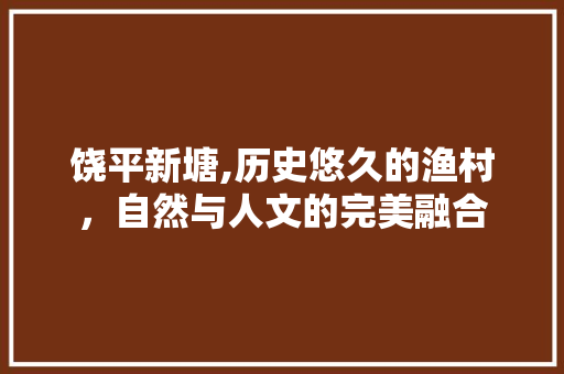 饶平新塘,历史悠久的渔村，自然与人文的完美融合