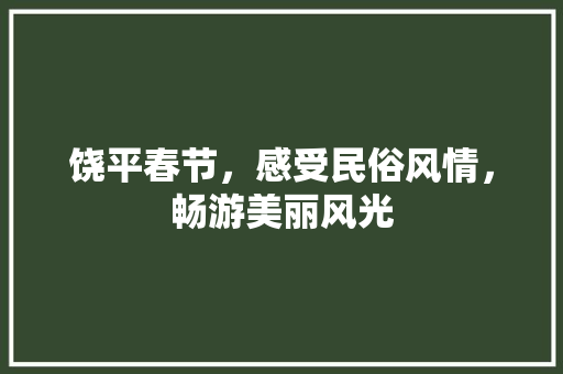 饶平春节，感受民俗风情，畅游美丽风光