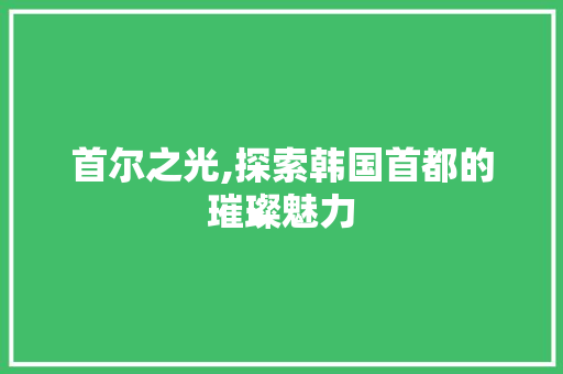 首尔之光,探索韩国首都的璀璨魅力