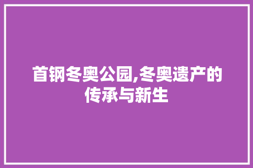 首钢冬奥公园,冬奥遗产的传承与新生