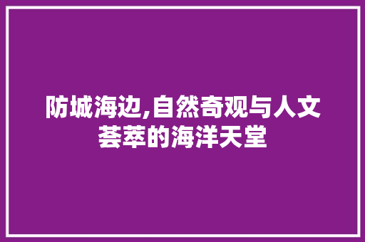 防城海边,自然奇观与人文荟萃的海洋天堂