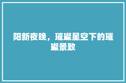 阳新夜晚，璀璨星空下的璀璨景致