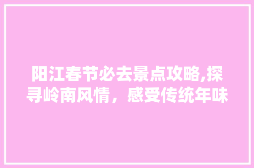 阳江春节必去景点攻略,探寻岭南风情，感受传统年味