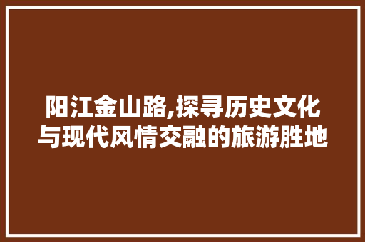 阳江金山路,探寻历史文化与现代风情交融的旅游胜地