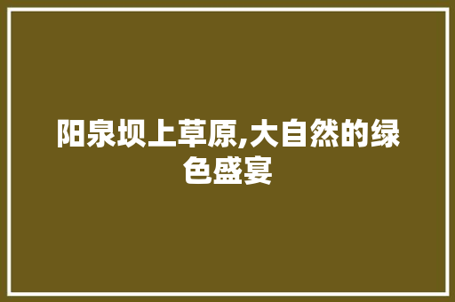 阳泉坝上草原,大自然的绿色盛宴