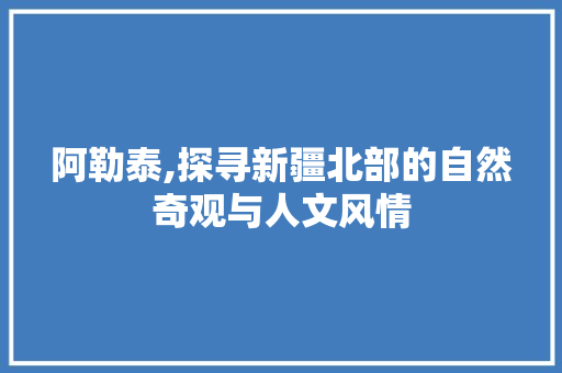 阿勒泰,探寻新疆北部的自然奇观与人文风情