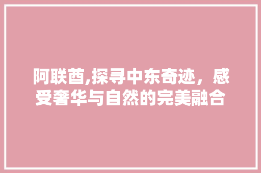 阿联酋,探寻中东奇迹，感受奢华与自然的完美融合