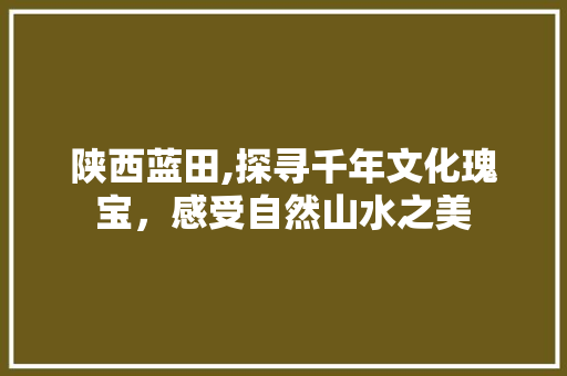 陕西蓝田,探寻千年文化瑰宝，感受自然山水之美