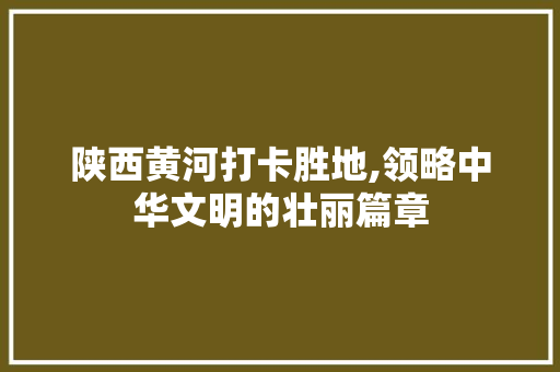 陕西黄河打卡胜地,领略中华文明的壮丽篇章