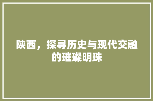 陕西，探寻历史与现代交融的璀璨明珠