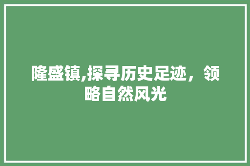 隆盛镇,探寻历史足迹，领略自然风光