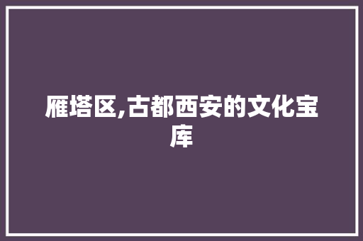 雁塔区,古都西安的文化宝库