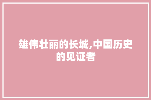 雄伟壮丽的长城,中国历史的见证者