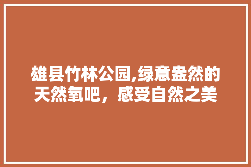 雄县竹林公园,绿意盎然的天然氧吧，感受自然之美