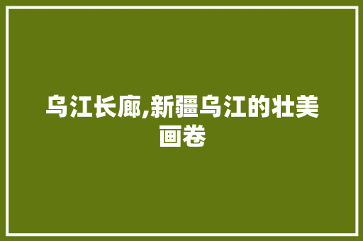 乌江长廊,新疆乌江的壮美画卷