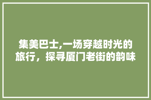 集美巴士,一场穿越时光的旅行，探寻厦门老街的韵味