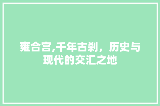 雍合宫,千年古刹，历史与现代的交汇之地