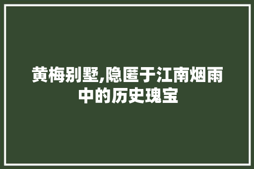 黄梅别墅,隐匿于江南烟雨中的历史瑰宝