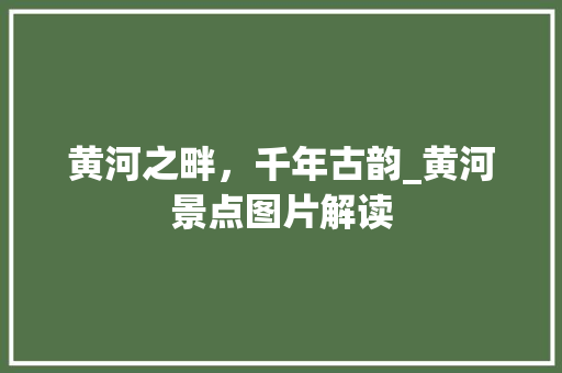 黄河之畔，千年古韵_黄河景点图片解读