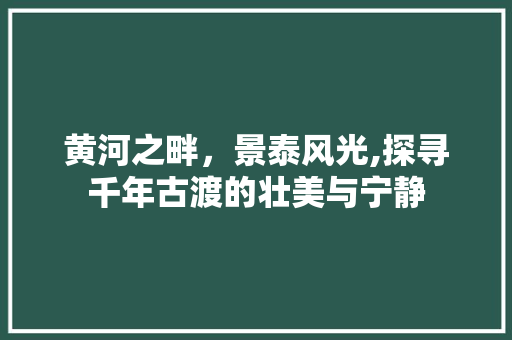 黄河之畔，景泰风光,探寻千年古渡的壮美与宁静