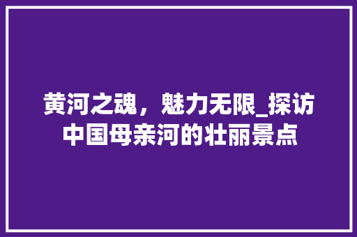 黄河之魂，魅力无限_探访中国母亲河的壮丽景点