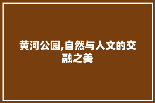 黄河公园,自然与人文的交融之美