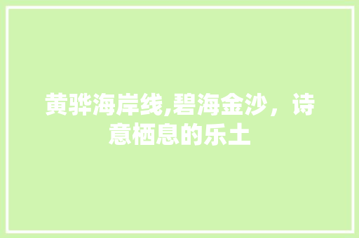 黄骅海岸线,碧海金沙，诗意栖息的乐土