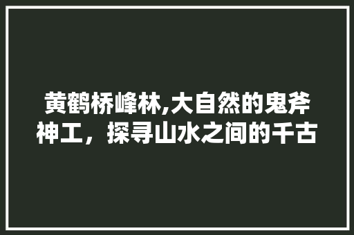 黄鹤桥峰林,大自然的鬼斧神工，探寻山水之间的千古之谜