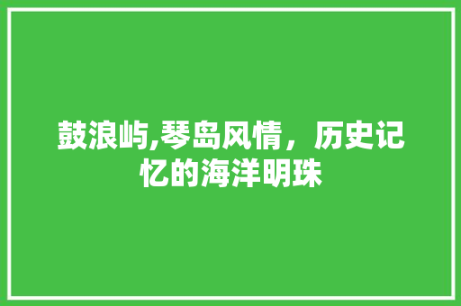 鼓浪屿,琴岛风情，历史记忆的海洋明珠