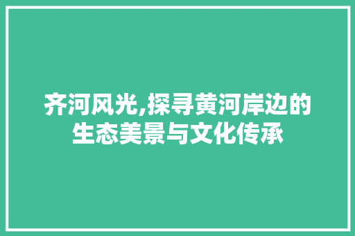 齐河风光,探寻黄河岸边的生态美景与文化传承