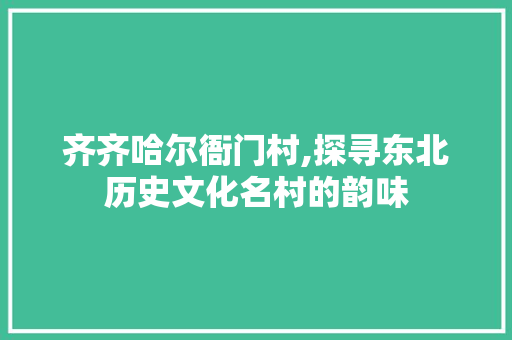 齐齐哈尔衙门村,探寻东北历史文化名村的韵味