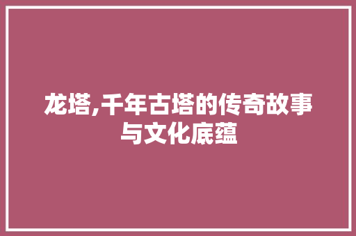 龙塔,千年古塔的传奇故事与文化底蕴