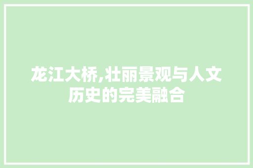 龙江大桥,壮丽景观与人文历史的完美融合