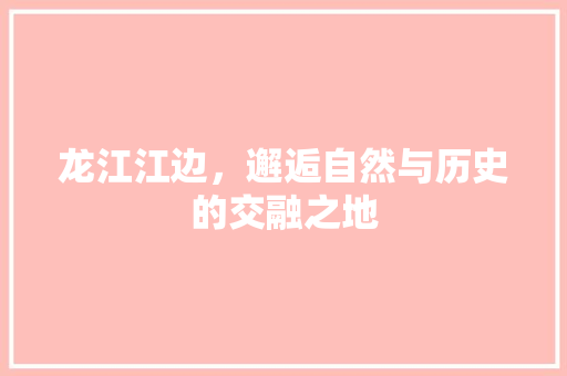 龙江江边，邂逅自然与历史的交融之地