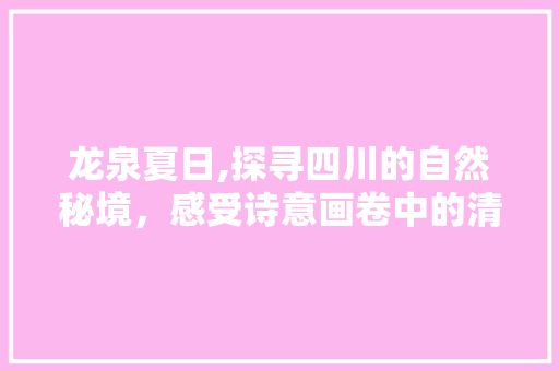 龙泉夏日,探寻四川的自然秘境，感受诗意画卷中的清凉时光