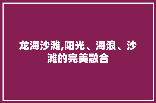 龙海沙滩,阳光、海浪、沙滩的完美融合