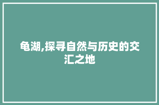 龟湖,探寻自然与历史的交汇之地