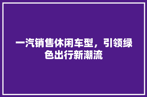 一汽销售休闲车型，引领绿色出行新潮流