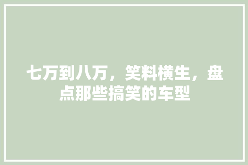 七万到八万，笑料横生，盘点那些搞笑的车型