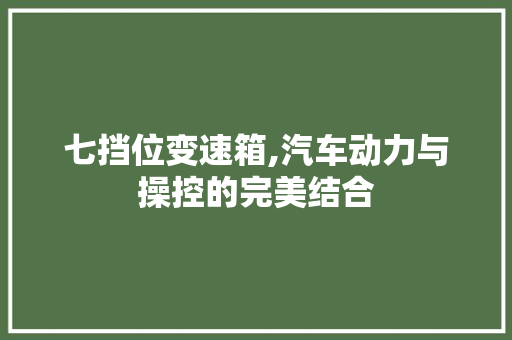 七挡位变速箱,汽车动力与操控的完美结合